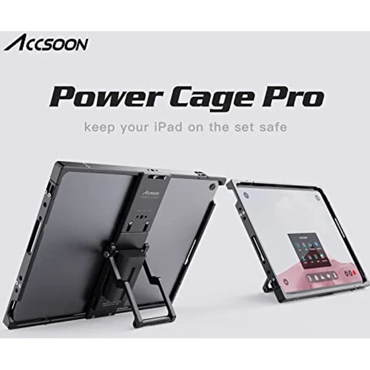Accsoon Power Cage Pro für iPad 12.9" - Größenverstellbar - Aluminiumlegierung in Luftfahrtqualität - Unterstützt 9 iPad-Modelle - NP-F-Akku - Silber – Bild 2