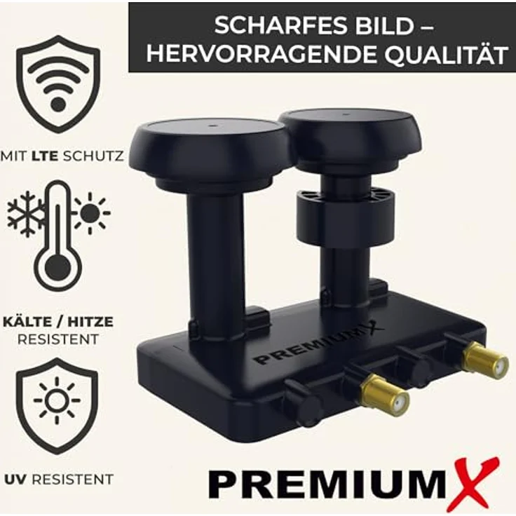 Premium X Monoblock Twin PXMB-6T LNB 0,1dB Astra 19,2° Hotbird 13° HDTV FullHD 3D UltraHD 4K tauglich für 2 Teilnehmer – Bild 4