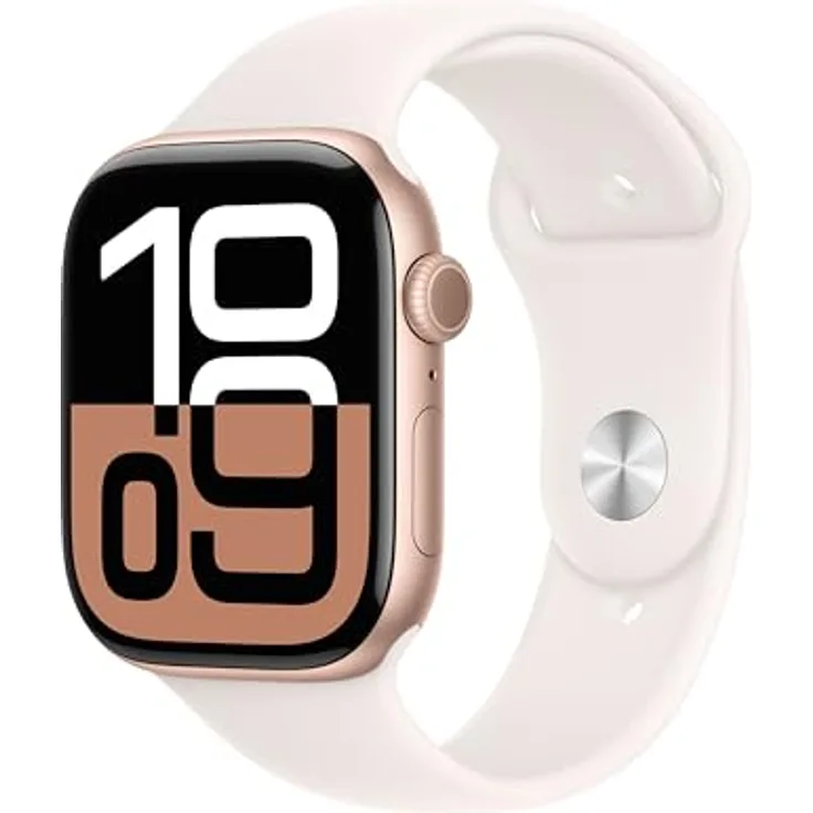 Apple Watch Series 10, 46 mm, GPS + Cellular, Aluminiumgehäuse Roségold, Sportarmband Blassrosa, M/L