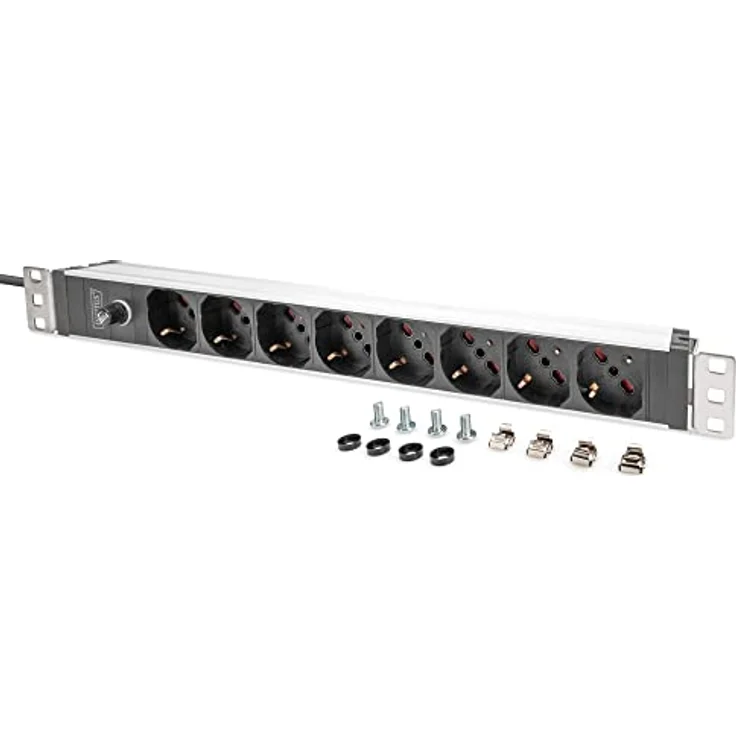 DIGITUS Steckdosenleiste mit Aluminiumprofil und Vorsicherung, 8-Fach Italienische Ausgang, 2 m Zuleitung, IEC C14 Stecker – Bild 4