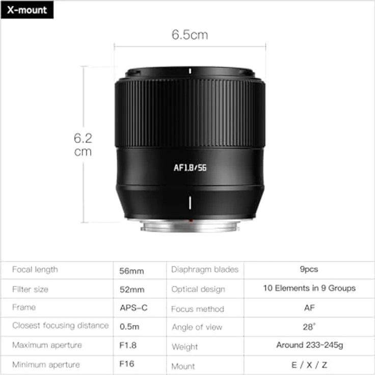 TTArtisan 56 mm F1.8 AF Objektiv, Metallgehäuse, kompatibel mit FujiFilm X Mount, Silber, kompakt mit Bokeh-Optimierung und unabhängiger Blende – Bild 3