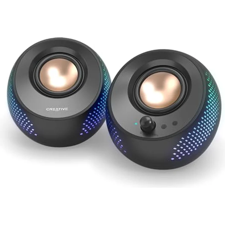CREATIVE Pebble X 2.0 USB-C-Computerlautsprecher mit anpassbarer RGB-Beleuchtung, Bluetooth 5.3, bis zu 30 W Spitzenleistung, schwarz – Bild 1