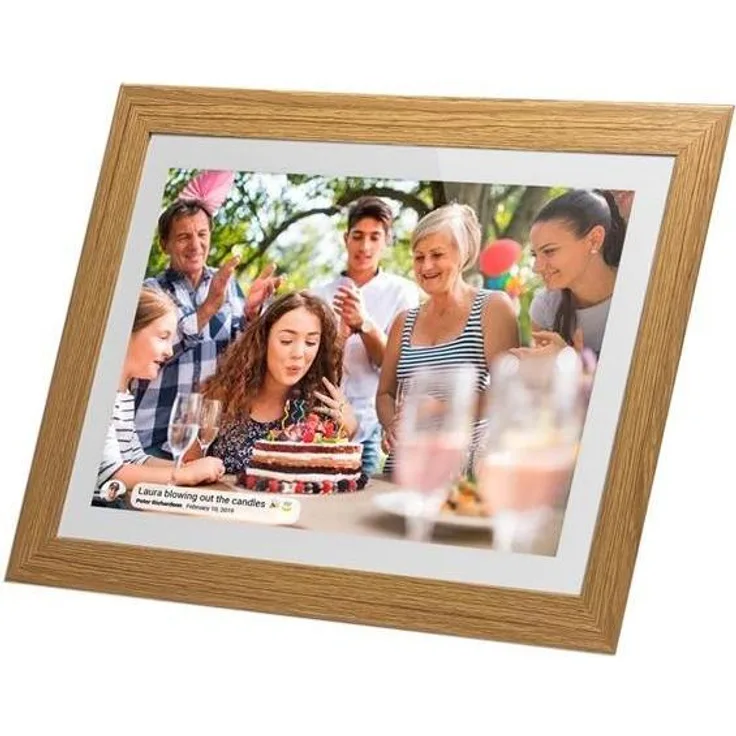 Lippa 10" Frameo Wood, Digitaler Bilderrahmen mit 1280 x 800 Pixel, WLAN und Touchscreen