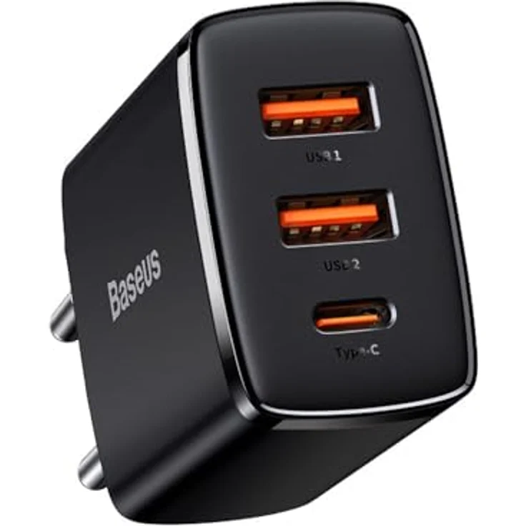 Baseus Compact Quick Charger CCXJ-E01, 2× USB-A + USB-C PD 3 A 30 W, schwarz – Bild 1
