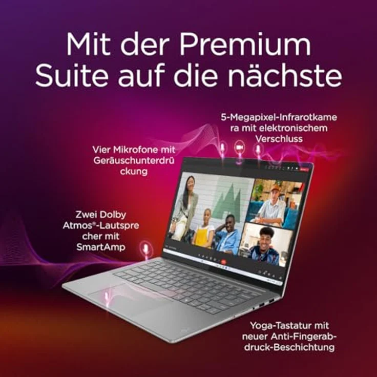 Lenovo Yoga Pro 7, 14,5" Notebook mit Intel Core Ultra 9 285H, 32 GB RAM, 1 TB SSD, Touch OLED Display, grau – Bild 5