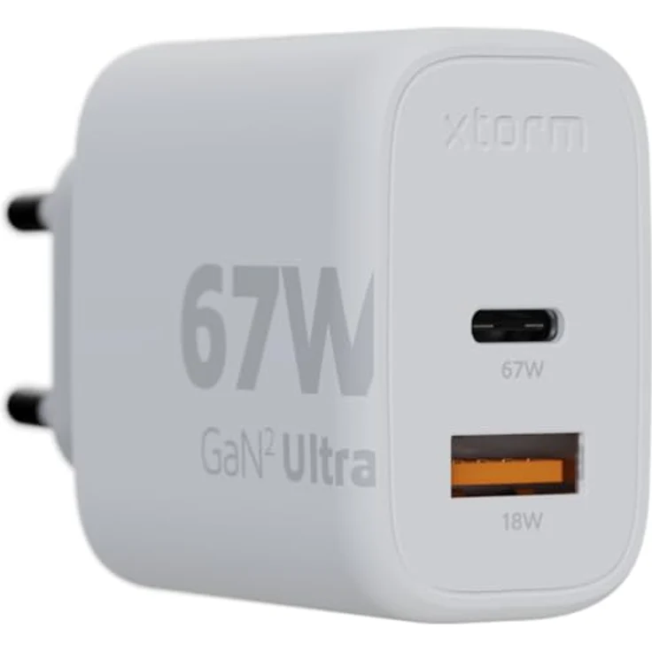 Xtorm 67W GaN2 Ultra Power Adapter, GaN-Technologie, USB-C und USB-A, Power Delivery, GRS recyceltes Plastik - Weiß - Preisvergleich – Bild 5