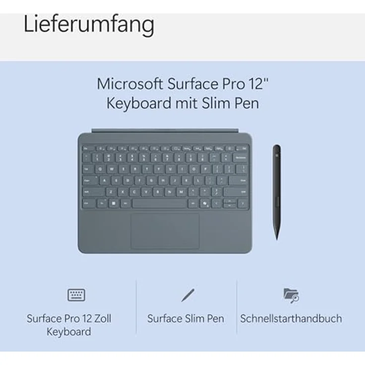 Microsoft Surface Pro 12" Keyboard mit Slim Pen, Tastatur mit Hintergrundbeleuchtung und dynamischem Scharnier, kompatibel mit Surface Pro (1. Edition), Ozean – Bild 5