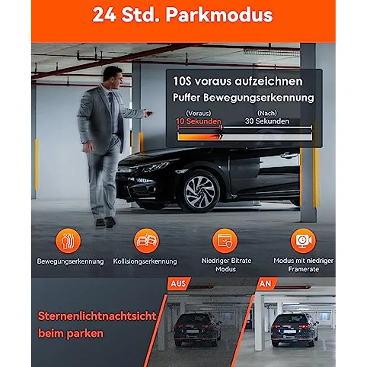 VANTRUE N5 4 Kanal 2.7K Dashcam Auto WiFi, STARVIS 2 IMX675 Nachtsicht, 1944P+1080P+1080P+1080P, Vorne hinten HDR+ WDR Dash Cam, Sprachsteuerung Autokamera, GPS, 24Std. Puffer Parkmodus, Max 512G – Bild 5