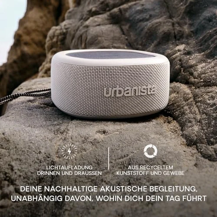Urbanista Malibu Kabelloser Bluetooth-Lautsprecher, solarbetriebener Lautsprecher mit endloser Wiedergabe, tragbarer Lautsprecher, wasserdicht IPX67, Tastensteuerung, Bluetooth 5.2 Dual Pairing… – Bild 5