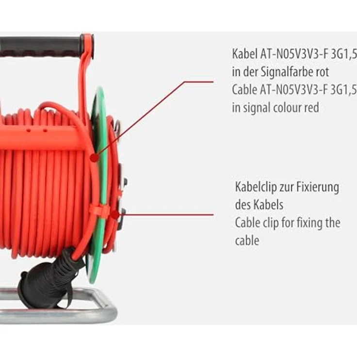 Brennenstuhl Garant G IP44 Gartenkabeltrommel (Kabeltrommel für Rasenmäher mit 23+2m Kabel in rot, Spezialkunststoff, kurzfristiger Einsatz im Außenbereich, Made in Germany) – Bild 4