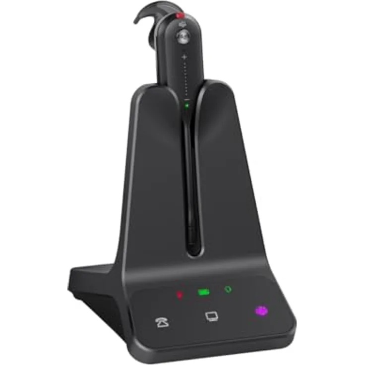 Yealink WH63 E2, konvertierbares schnurloses Mono DECT-Headset, zertifiziert für Microsoft Teams, mit Basisstation, ausgezeichnete Audioqualität, Komfortable Trageoptionen