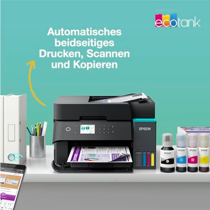Epson EcoTank ET-3950, Multifunktionsdrucker Tintenstrahl A4 mit WLAN, LAN, USB und kosteneffizienten Tintentanks – Bild 12