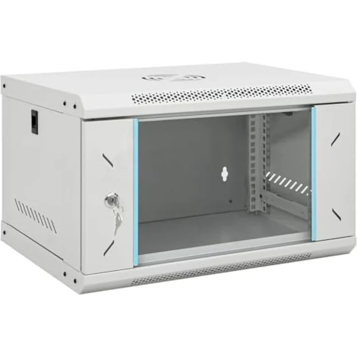 vidaXL 6U Wand Netzwerkschrank, Serverschrank Wandmontage, 19" Rack Server Schrank, IP20 - Solide Konstruktion, Abschließbare Fronttür, Wartungsfreundlich – Bild 1