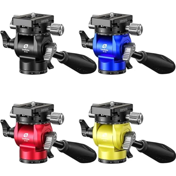 Leofoto Videoneiger BV-0R, Aluminium Stativkopf mit 360° Schwenkbereich und 3 kg Tragfähigkeit, gelb – Bild 2
