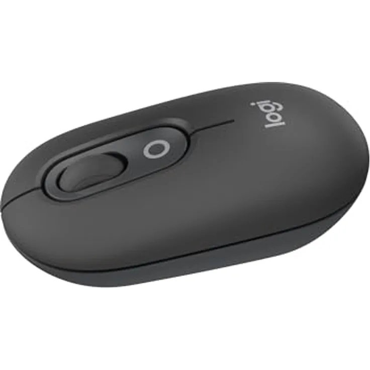 Logitech POP Mouse, kabellose Bluetooth-Maus mit programmierbaren Tasten und leisen Klicks, Easy-Switch für bis zu 3 Geräte – Grafit