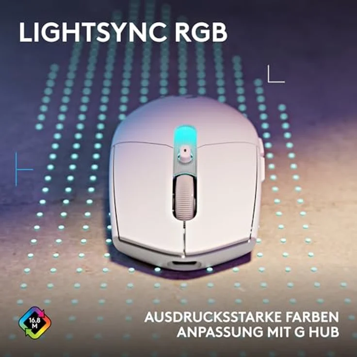 LOGITECH G305 X SUPERLIGHT Gaming-Maus, kabellos, HERO 44K-Sensor, 60 g, weiß, RGB-Beleuchtung – Bild 8