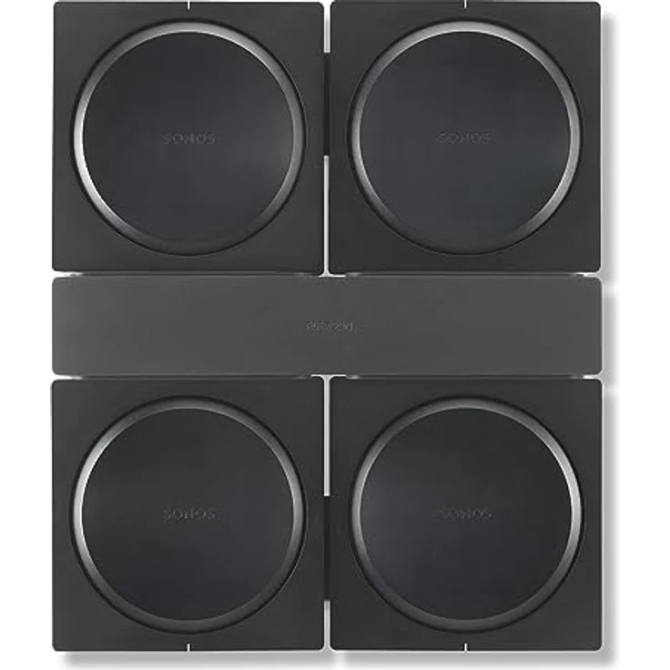 Flexson Wandhalterung für 4 Sonos Amp Nrera, Metall, schwarz, max. Höhe 47,4 cm, Breite 437 mm, Tiefe 101 mm – Bild 1
