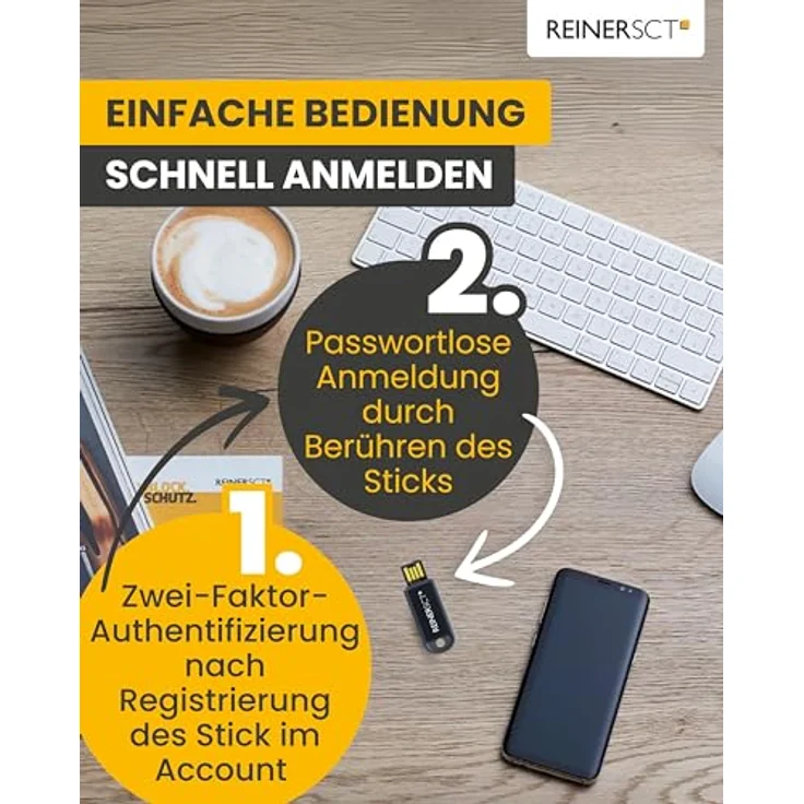 ReinerSCT REINER SCT FIDO Stick Pro USB-A, Speicherkartenlesegerät mit Plug-and-Play, NFC und wasserfestem Gehäuse, Schwarz – Bild 4