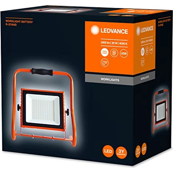 LEDVANCE Worklight - LED Stableuchte 10W mit Akku, Strahler mit 4000K kaltweiß, 800 Lumen, LED Werkstattleuchte flexibel einsetzbar dank schwenkbarem Leuchtkopf, LED Lampe, IP44 – Bild 2