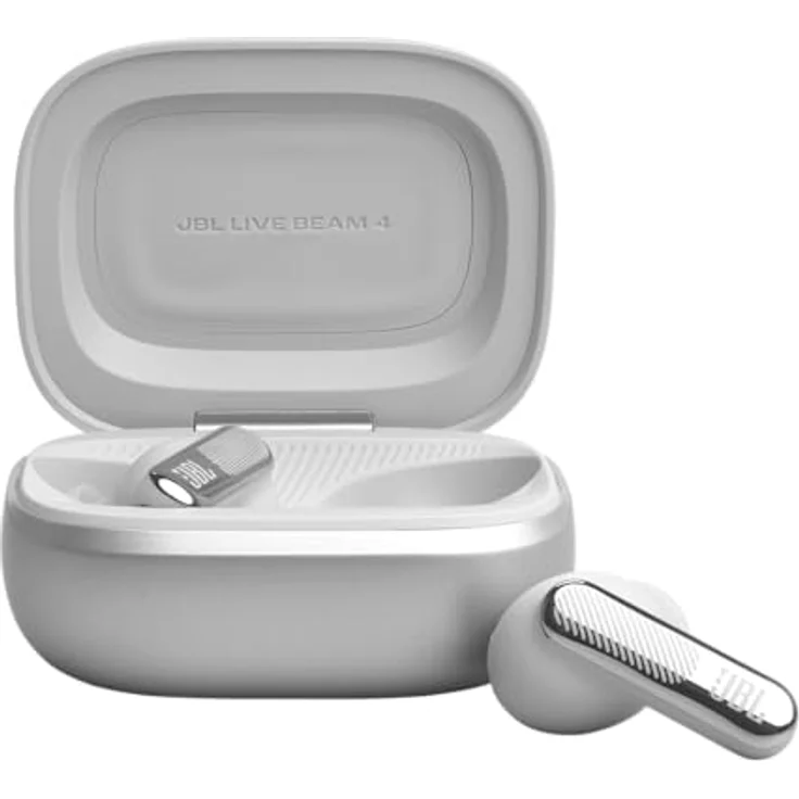JBL Live Beam 4, Kabellose Noise-Cancelling-Ohrhörer mit Hi-Res Audio, Smart Charging Case, 48 Std. Akkulaufzeit, IP55 wasserdicht, Silber – Bild 3