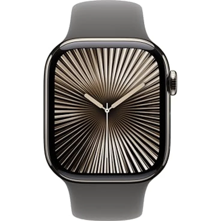 Apple Watch Series 10, 42 mm, GPS + Cellular, Titangehäuse Natur, Sportarmband Steingrau, S/M – Bild 2