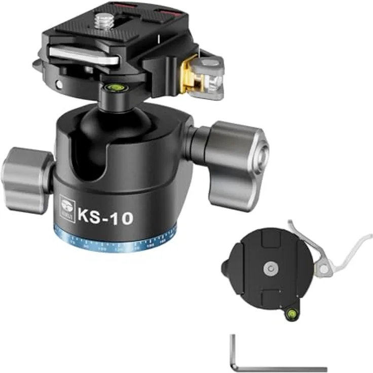 SIRUI KS-10 Kugelkopf Low Profile für Stativ, 29 mm 360° Panorama Aluminium Stativkopf für Kamera, Camcorder, Einbeinstativ, bis 15 kg - Schwarz