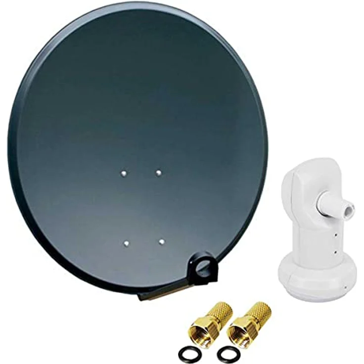 PremiumX PXS45 Satelliten-Komplettanlage, 45 cm Anthrazit Stahl, Single LNB für optimalen Empfang, 2X F-Stecker – Bild 1