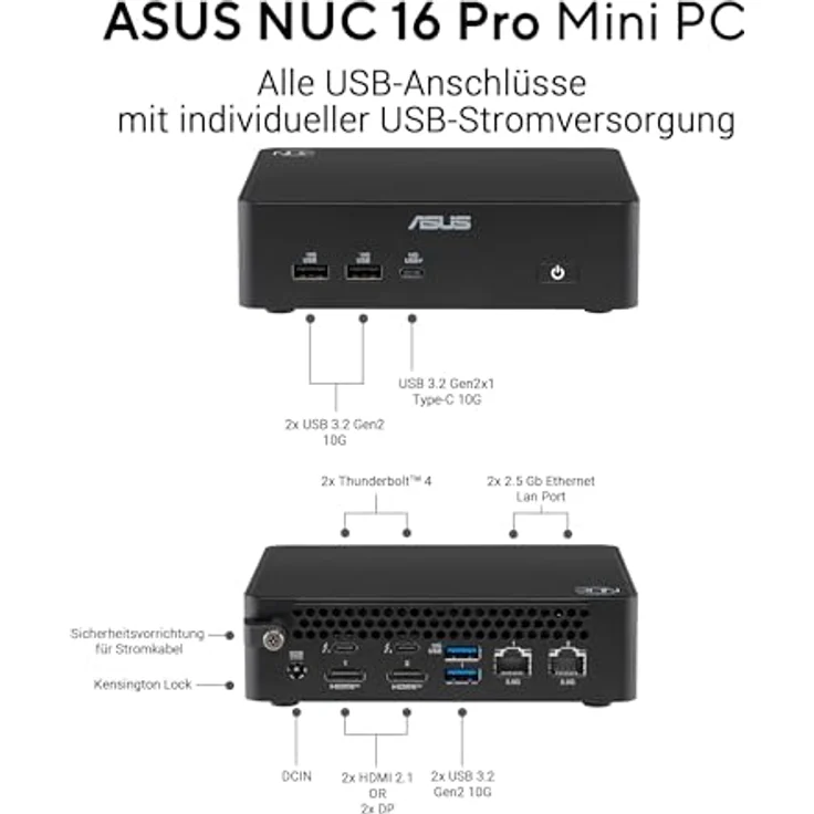 ASUS NUC 16 Pro RNUC16GDKU560002, Mini-PC mit Intel Core Ultra 5 325, 4,5 GHz, 0 GB RAM, Schwarz, Wi-Fi 6/7, Bluetooth 6.0 – Bild 3