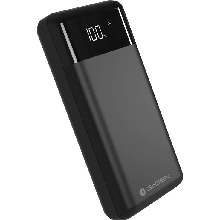 GoGen Powerbank PB300001B, 30000 mAh, Schwarz, hohe Kapazität und kompaktes Design