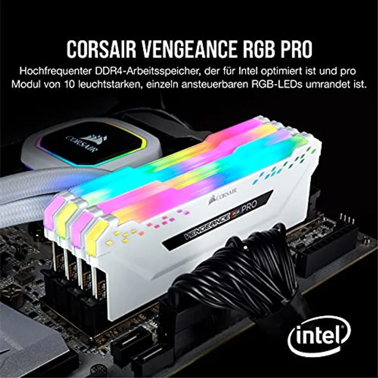 Corsair Vengeance RGB PRO 32GB (4x8GB) DDR4 3200MHz C16 XMP 2.0 Enthusiast RGB LED-Beleuchtung Speicherkit - weiß – Bild 2