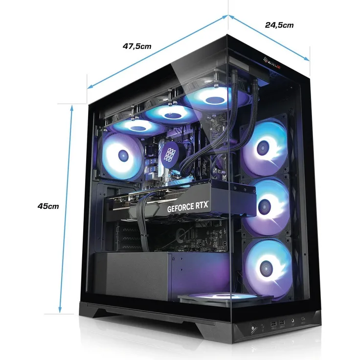 Kiebel Invader IX, Gaming-PC mit AMD Ryzen 7 9800X3D, GeForce RTX 5080, 4000 GB SSD, 64 GB RAM, Schwarz