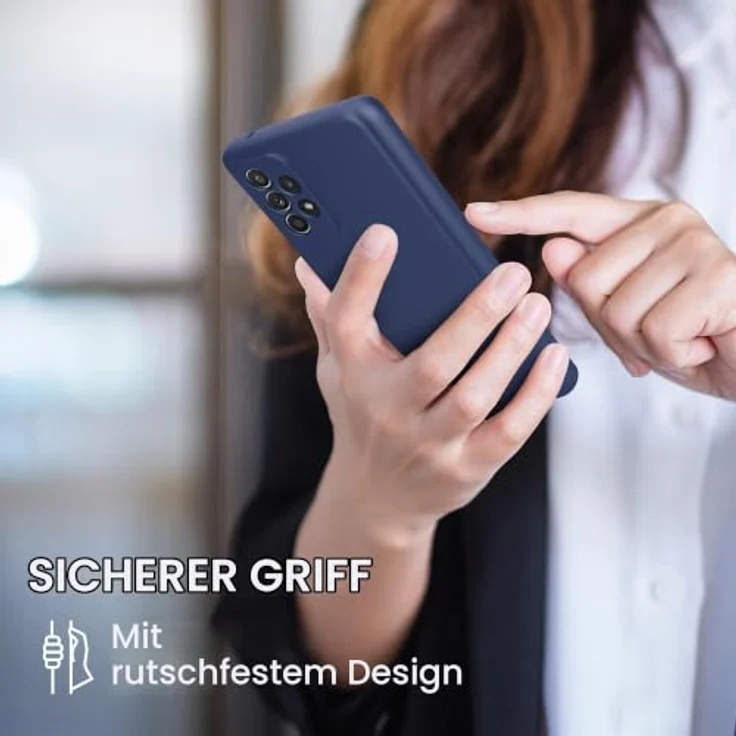 kwmobile Handyhülle für Samsung Galaxy A52 / A52 5G / A52s 5G - weiche Silikonhülle mit metallischem Effekt in Metallic Blau - strapazierfähig, rutschfest und passgenau – Bild 4
