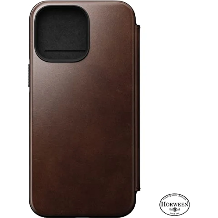 Nomad Moderne Leder-Folio-Schutzhülle für iPhone 14 Pro Max – Horween Rustikale braune Lederschutzhülle mit 3 Kartenfächern, 360° schützender Stoßfänger, 3 m Fallschutz, Mag Safe & kabelloses Laden – Bild 2