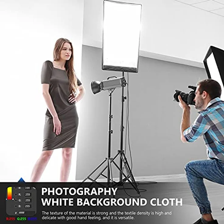 Neewer 10 x 12 ft/3 x 3.6 m Foto Studio 100% Chiffon Pure zusammenklappbar Hintergrund für Fotografie, Video und TV (weiß) – Bild 5