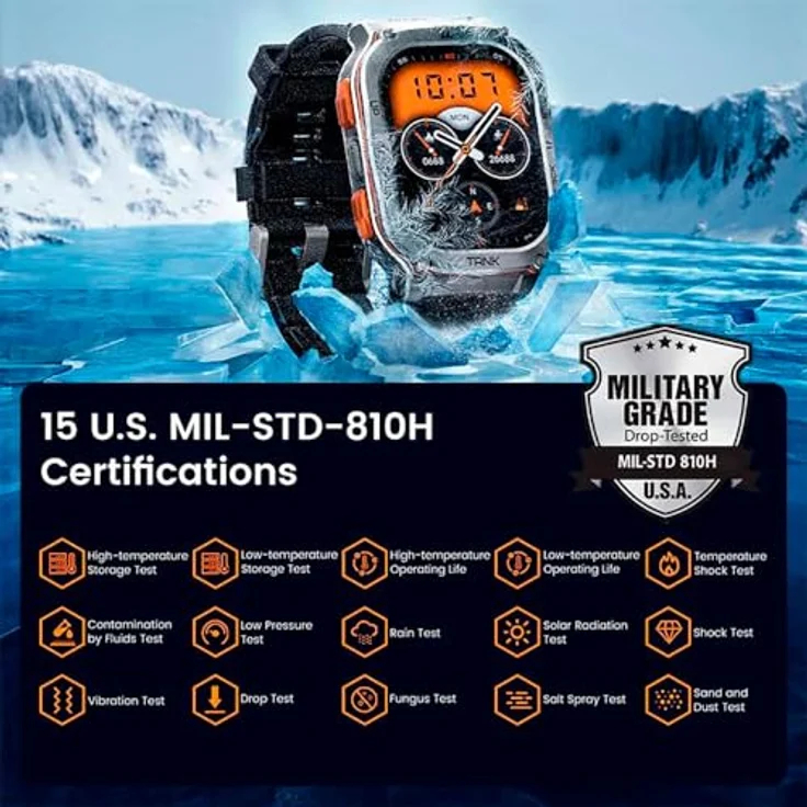 KOSPET TANK M3 Ultra Sonderausgabe, Smartwatch mit AMOLED-Display, GPS, Herzfrequenzmessung, IP69K-zertifiziert, schwarz – Bild 3