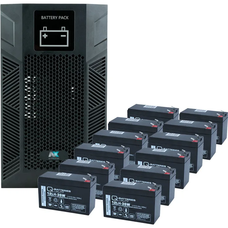 a-TroniX USV Batterie Erweiterung Tower 3kVA mit 12 Akkus 9Ah, 72V für verlängerte Laufzeiten