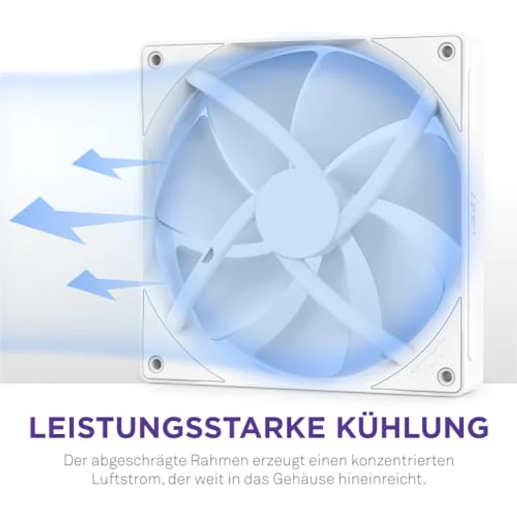 NZXT F140P | 140 mm Gehäusekühler mit statischem Druck | Ideal für Radiatoren und Kühlkörper | Hoher statischer Druck | Hinten abgeschrägter Einlass | Hydrodynamische Gleitlager | PWM | Weiß – Bild 4