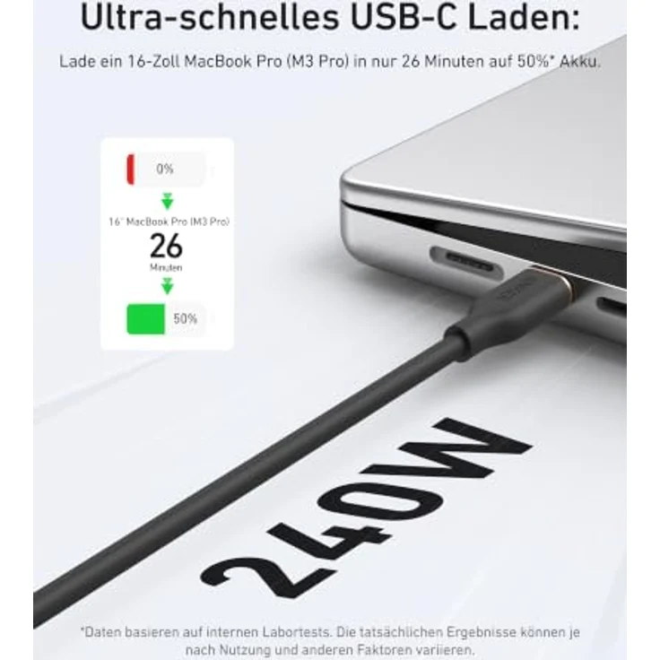 Anker 240W PowerLine III Flow USB C auf USB C Kabel, ultra-schnelles Laden, 2 Stück, 1,8m, Silikon – Bild 4
