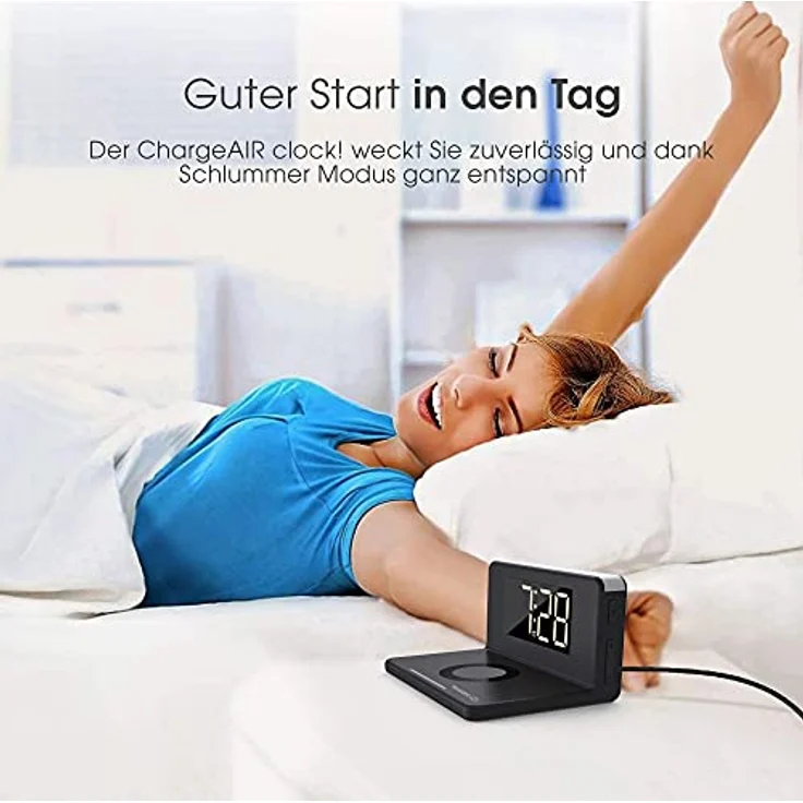 TERRATEC ChargeAir clock! Ladestation kabellos Smartphone Wecker – Bild 2