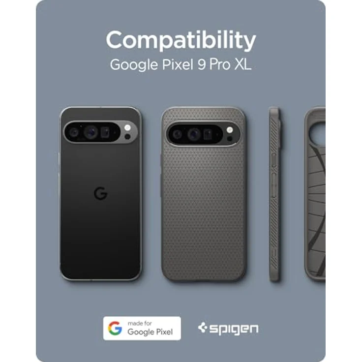 Spigen Liquid Air Hülle Kompatibel mit Google Pixel 9 Pro XL [Made for Google] -Marble Gray, Handyhülle mit Spider Web Stoßabsorption – Bild 2