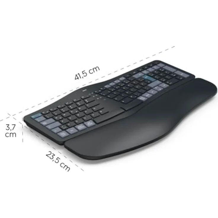 Hama WK-900 Ergo Multi-Device-Tastatur kabellos schwarz, ergonomisch geformt, dimmbare Hintergrundbeleuchtung, gepolsterte Handballenauflage – Bild 12