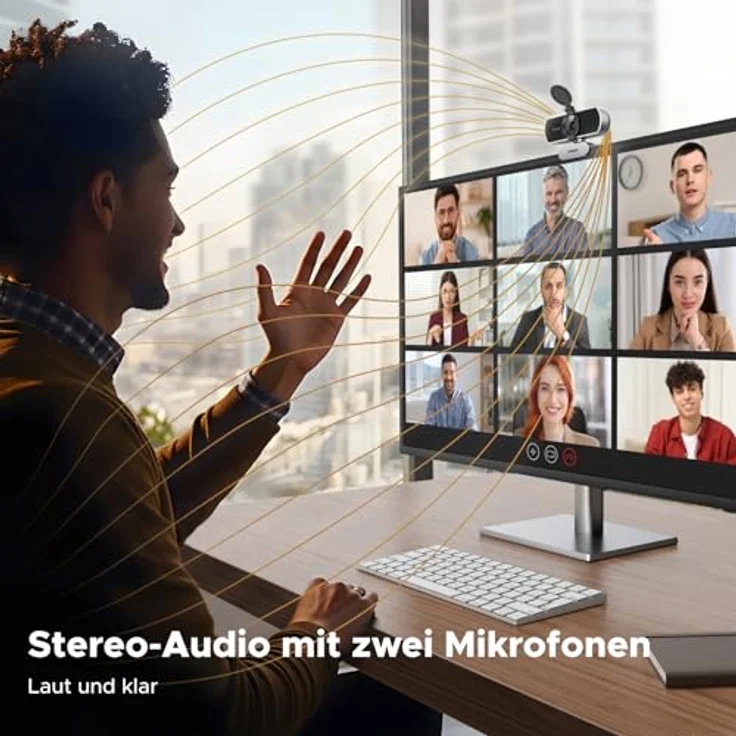 UGREEN Webcam 2K, USB A Webcam mit Mikrofon, 4MP, Fixfokus, 80° Sichtfeld, Privacy Cover, automatische Lichtkorrektur, Plug & Play, PC Kamera für Windows/MacOS/Zoom (Silbergrau) – Bild 4