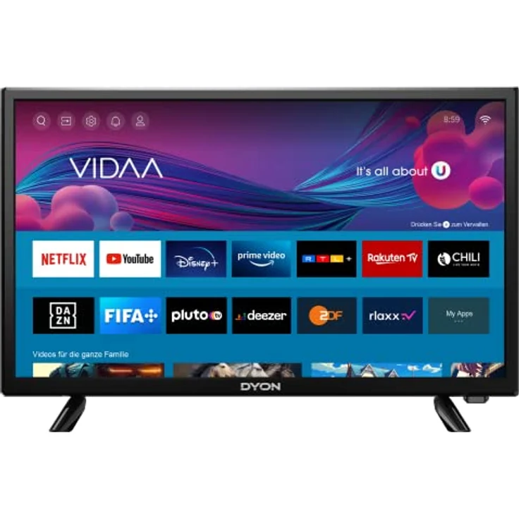 DYON Movie Smart 24 VX 60 cm (24 Zoll) HD Smart TV mit Triple Tuner (DVB-C/-S2/-T2) - Modell 2023 - Schwarz – Bild 3