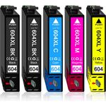 Druckerparadies 5er Pack Druckerpatronen 604 604XL kompatibel mit Epson WF-2950 Tintenpatrone, XL Füllmenge, brillante Farbausdrucke