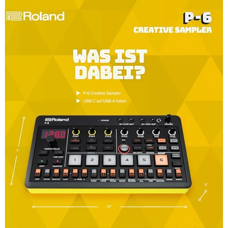 Roland AIRA Compact P-6 Creative Sampler | Granulares Sounddesign | Leistungsstarker Sequencer | Integrierte Tastatur | Custom-Loops | Integriertes Mikrofon | Hands-on-Effekte | USB-C – Bild 3