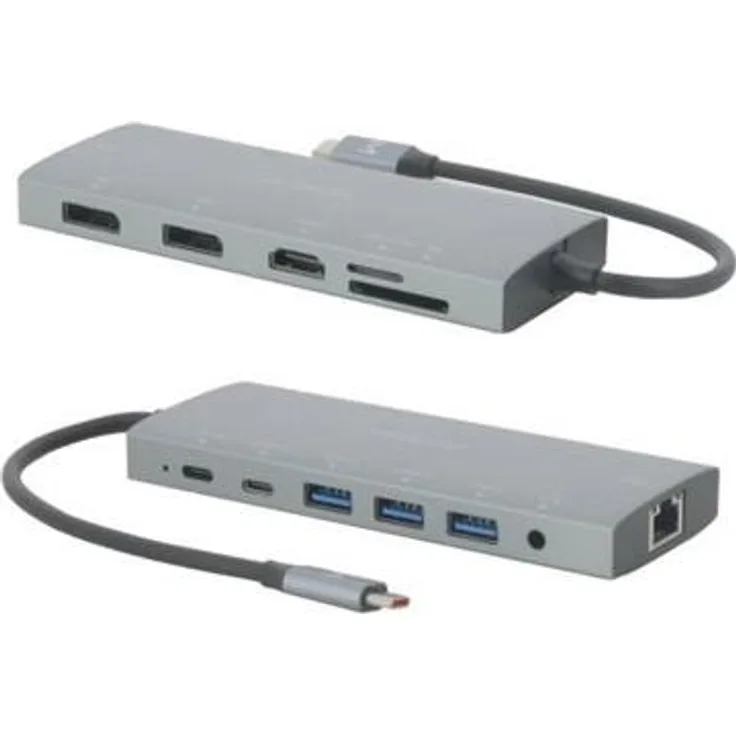 Mobilis Energia Dock, USB-C 12-in-1 Dockingstation mit 100 Watt Ladeleistung und 12 Ports für Tablet und Smartphone