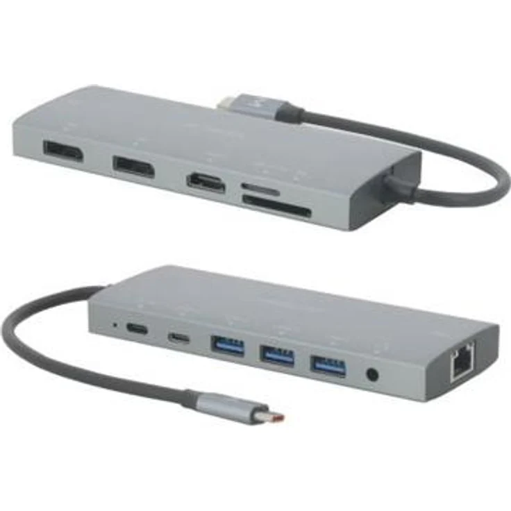 Mobilis Energia Dock, USB-C 12-in-1 Dockingstation mit 100 Watt Ladeleistung und 12 Ports für Tablet und Smartphone
