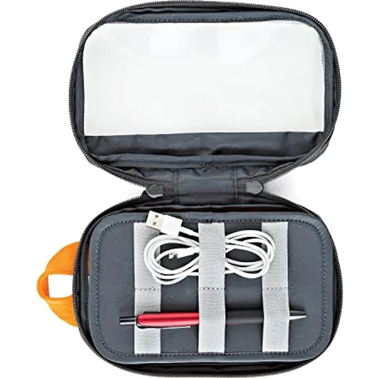 Lowepro GearUp Pouch Mini, Travel Essentials Case, Reiseetui für Telefonkabel, Kabel, Adapter, Akkus, Ladegeräte & USB-Sticks, Smartphone-Zubehörtasche, Hergestellt aus Recyclingmaterial, Grau – Bild 5
