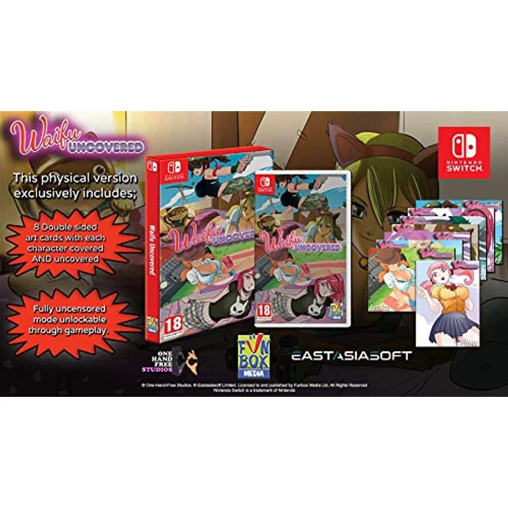 Funbox Media Waifu Uncovered, Nintendo Switch-Spiel mit 8 doppelseitigen Kunstkarten, unlockbarem uncensored Modus und kooperativem Gameplay – Bild 3