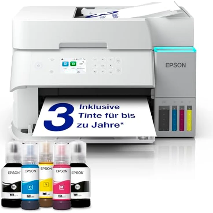 Epson EcoTank ET-3956, A4-Multifunktionsdrucker in Weiß mit Wi-Fi, AirPrint, Duplexdruck, automatischem Dokumenteneinzug und bis zu 3 Jahre Tinte im Lieferumfang enthalten – Bild 1